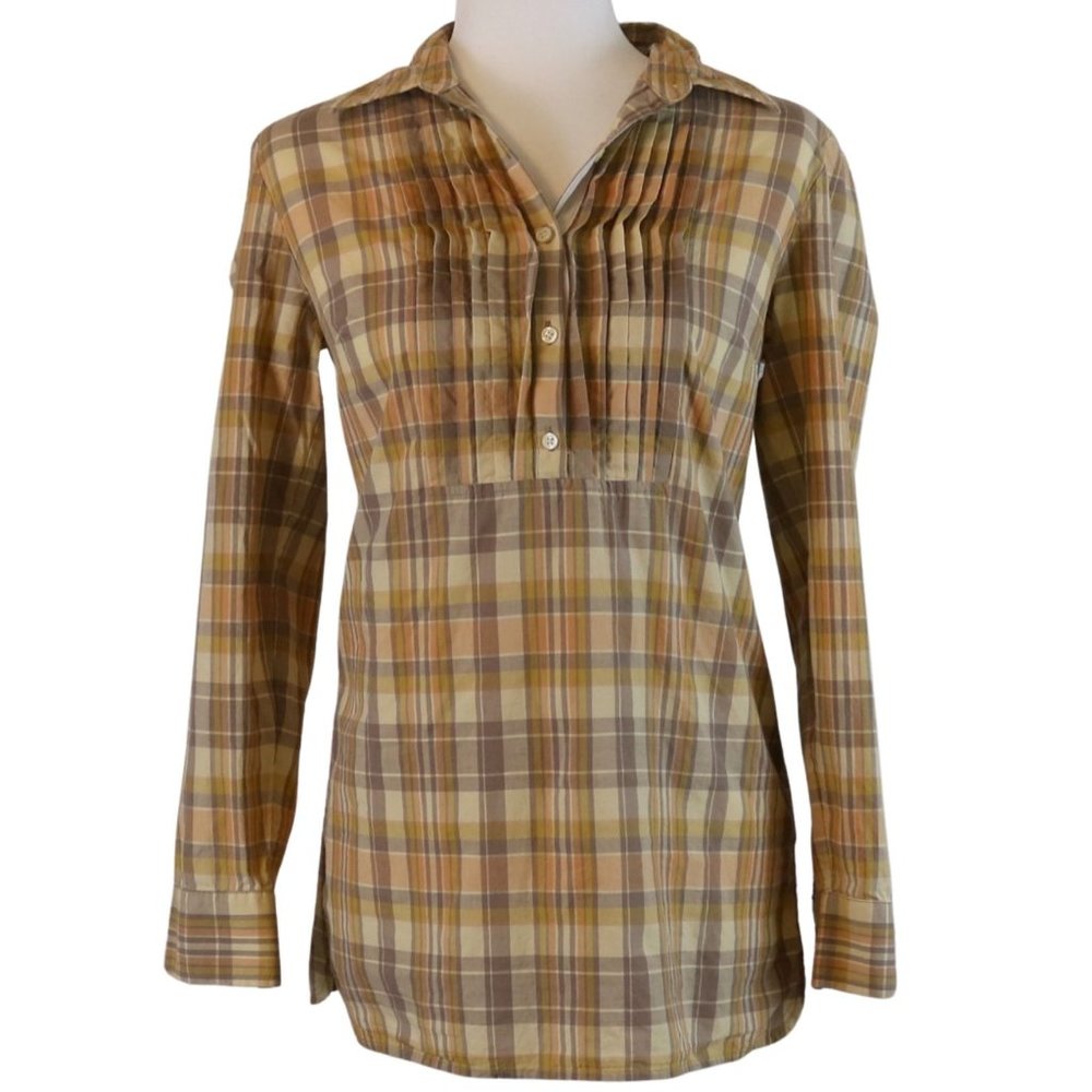 BR Quarter Button Plaid Tunic